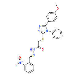 ChemSpider 2D Image | 2-{[5-(4-Methoxyphenyl)-4-phenyl-4H-1,2,4-triazol-3-yl]sulfanyl}-N'-(2-nitrobenzylidene)acetohydrazide | C24H20N6O4S