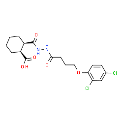 ChemSpider 2D Image | (1S,2R)-2-({2-[4-(2,4-Dichlorophenoxy)butanoyl]hydrazino}carbonyl)cyclohexanecarboxylic acid | C18H22Cl2N2O5