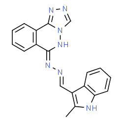 ChemSpider 2D Image | 1H-Indole-3-carboxaldehyde, 2-methyl-, 2-(1,2,4-triazolo[3,4-a]phthalazin-6-yl)hydrazone | C19H15N7