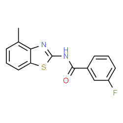 ChemSpider 2D Image | 3-Fluoro-N-(4-methyl-1,3-benzothiazol-2-yl)benzamide | C15H11FN2OS