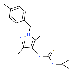 ChemSpider 2D Image | 1-Cyclopropyl-3-[3,5-dimethyl-1-(4-methylbenzyl)-1H-pyrazol-4-yl]thiourea | C17H22N4S