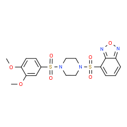 ChemSpider 2D Image | 4-({4-[(3,4-Dimethoxyphenyl)sulfonyl]-1-piperazinyl}sulfonyl)-2,1,3-benzoxadiazole | C18H20N4O7S2