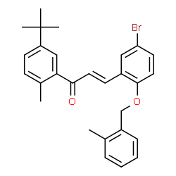 ChemSpider 2D Image | (2E)-3-{5-Bromo-2-[(2-methylbenzyl)oxy]phenyl}-1-[2-methyl-5-(2-methyl-2-propanyl)phenyl]-2-propen-1-one | C28H29BrO2