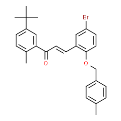ChemSpider 2D Image | (2E)-3-{5-Bromo-2-[(4-methylbenzyl)oxy]phenyl}-1-[2-methyl-5-(2-methyl-2-propanyl)phenyl]-2-propen-1-one | C28H29BrO2