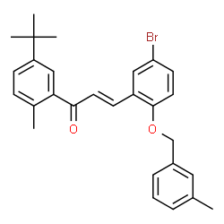 ChemSpider 2D Image | (2E)-3-{5-Bromo-2-[(3-methylbenzyl)oxy]phenyl}-1-[2-methyl-5-(2-methyl-2-propanyl)phenyl]-2-propen-1-one | C28H29BrO2