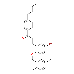 ChemSpider 2D Image | (2E)-3-{5-Bromo-2-[(2,5-dimethylbenzyl)oxy]phenyl}-1-(4-butylphenyl)-2-propen-1-one | C28H29BrO2
