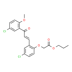 ChemSpider 2D Image | Propyl {4-chloro-2-[(1E)-3-(5-chloro-2-methoxyphenyl)-3-oxo-1-propen-1-yl]phenoxy}acetate | C21H20Cl2O5