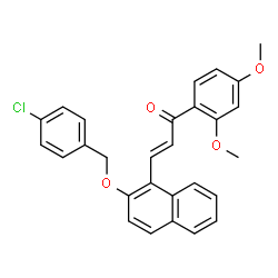 ChemSpider 2D Image | (2E)-3-{2-[(4-Chlorobenzyl)oxy]-1-naphthyl}-1-(2,4-dimethoxyphenyl)-2-propen-1-one | C28H23ClO4