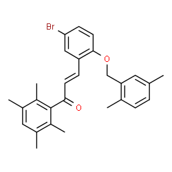 ChemSpider 2D Image | (2E)-3-{5-Bromo-2-[(2,5-dimethylbenzyl)oxy]phenyl}-1-(2,3,5,6-tetramethylphenyl)-2-propen-1-one | C28H29BrO2