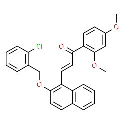 ChemSpider 2D Image | (2E)-3-{2-[(2-Chlorobenzyl)oxy]-1-naphthyl}-1-(2,4-dimethoxyphenyl)-2-propen-1-one | C28H23ClO4