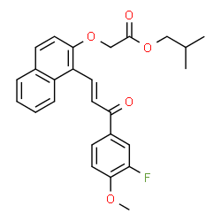 ChemSpider 2D Image | Isobutyl ({1-[(1E)-3-(3-fluoro-4-methoxyphenyl)-3-oxo-1-propen-1-yl]-2-naphthyl}oxy)acetate | C26H25FO5