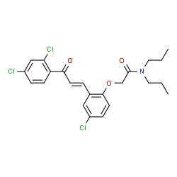 ChemSpider 2D Image | 2-{4-Chloro-2-[(1E)-3-(2,4-dichlorophenyl)-3-oxo-1-propen-1-yl]phenoxy}-N,N-dipropylacetamide | C23H24Cl3NO3