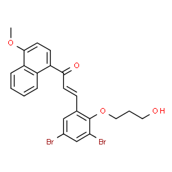 ChemSpider 2D Image | (2E)-3-[3,5-Dibromo-2-(3-hydroxypropoxy)phenyl]-1-(4-methoxy-1-naphthyl)-2-propen-1-one | C23H20Br2O4
