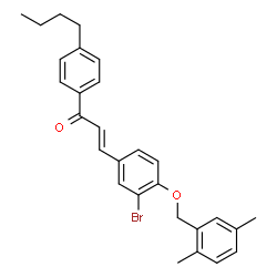 ChemSpider 2D Image | (2E)-3-{3-Bromo-4-[(2,5-dimethylbenzyl)oxy]phenyl}-1-(4-butylphenyl)-2-propen-1-one | C28H29BrO2