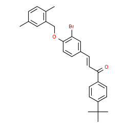 ChemSpider 2D Image | (2E)-3-{3-Bromo-4-[(2,5-dimethylbenzyl)oxy]phenyl}-1-[4-(2-methyl-2-propanyl)phenyl]-2-propen-1-one | C28H29BrO2