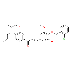ChemSpider 2D Image | (2E)-3-{4-[(2-Chlorobenzyl)oxy]-3,5-dimethoxyphenyl}-1-(3,4-dipropoxyphenyl)-2-propen-1-one | C30H33ClO6