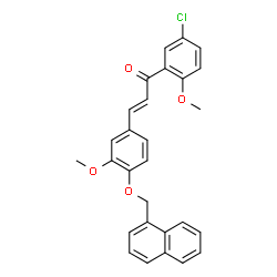 ChemSpider 2D Image | (2E)-1-(5-Chloro-2-methoxyphenyl)-3-[3-methoxy-4-(1-naphthylmethoxy)phenyl]-2-propen-1-one | C28H23ClO4