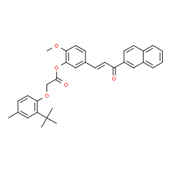 ChemSpider 2D Image | 2-Methoxy-5-[(1E)-3-(2-naphthyl)-3-oxo-1-propen-1-yl]phenyl [4-methyl-2-(2-methyl-2-propanyl)phenoxy]acetate | C33H32O5