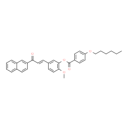 ChemSpider 2D Image | 2-Methoxy-5-[(1E)-3-(2-naphthyl)-3-oxo-1-propen-1-yl]phenyl 4-(hexyloxy)benzoate | C33H32O5