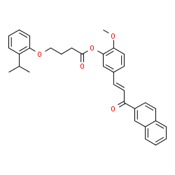 ChemSpider 2D Image | 2-Methoxy-5-[(1E)-3-(2-naphthyl)-3-oxo-1-propen-1-yl]phenyl 4-(2-isopropylphenoxy)butanoate | C33H32O5