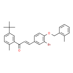 ChemSpider 2D Image | (2E)-3-{3-Bromo-4-[(2-methylbenzyl)oxy]phenyl}-1-[2-methyl-5-(2-methyl-2-propanyl)phenyl]-2-propen-1-one | C28H29BrO2
