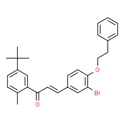 ChemSpider 2D Image | (2E)-3-[3-Bromo-4-(2-phenylethoxy)phenyl]-1-[2-methyl-5-(2-methyl-2-propanyl)phenyl]-2-propen-1-one | C28H29BrO2