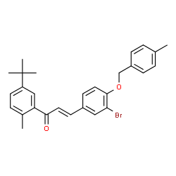 ChemSpider 2D Image | (2E)-3-{3-Bromo-4-[(4-methylbenzyl)oxy]phenyl}-1-[2-methyl-5-(2-methyl-2-propanyl)phenyl]-2-propen-1-one | C28H29BrO2