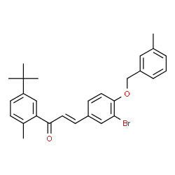 ChemSpider 2D Image | (2E)-3-{3-Bromo-4-[(3-methylbenzyl)oxy]phenyl}-1-[2-methyl-5-(2-methyl-2-propanyl)phenyl]-2-propen-1-one | C28H29BrO2