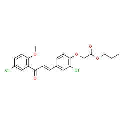 ChemSpider 2D Image | Propyl {2-chloro-4-[(1E)-3-(5-chloro-2-methoxyphenyl)-3-oxo-1-propen-1-yl]phenoxy}acetate | C21H20Cl2O5