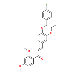 ChemSpider 2D Image | (2E)-1-(2,4-Dimethoxyphenyl)-3-{3-ethoxy-4-[(4-fluorobenzyl)oxy]phenyl}-2-propen-1-one | C26H25FO5