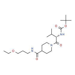 ChemSpider 2D Image | 2-Methyl-2-propanyl [(2S)-1-{4-[(3-ethoxypropyl)carbamoyl]-1-piperidinyl}-3-methyl-1-oxo-2-butanyl]carbamate | C21H39N3O5