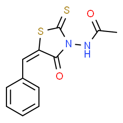 ChemSpider 2D Image | N-[(5E)-5-Benzylidene-4-oxo-2-thioxo-1,3-thiazolidin-3-yl]acetamide | C12H10N2O2S2
