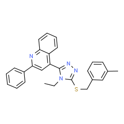 ChemSpider 2D Image | 4-{4-Ethyl-5-[(3-methylbenzyl)sulfanyl]-4H-1,2,4-triazol-3-yl}-2-phenylquinoline | C27H24N4S