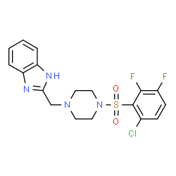 ChemSpider 2D Image | 2-({4-[(6-Chloro-2,3-difluorophenyl)sulfonyl]-1-piperazinyl}methyl)-1H-benzimidazole | C18H17ClF2N4O2S