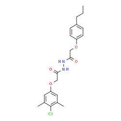 ChemSpider 2D Image | 2-(4-Chloro-3,5-dimethylphenoxy)-N'-[(4-propylphenoxy)acetyl]acetohydrazide | C21H25ClN2O4