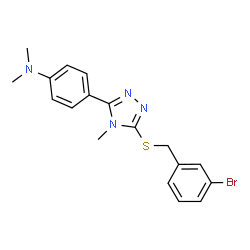 ChemSpider 2D Image | 4-{5-[(3-Bromobenzyl)sulfanyl]-4-methyl-4H-1,2,4-triazol-3-yl}-N,N-dimethylaniline | C18H19BrN4S