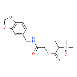 ChemSpider 2D Image | 2-[(1,3-Benzodioxol-5-ylmethyl)amino]-2-oxoethyl 2-(dimethylphosphoryl)propanoate | C15H20NO6P