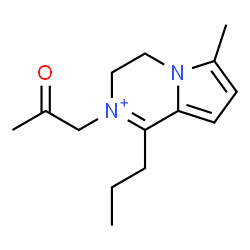 ChemSpider 2D Image | 6-Methyl-2-(2-oxopropyl)-1-propyl-3,4-dihydropyrrolo[1,2-a]pyrazin-2-ium | C14H21N2O