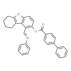 ChemSpider 2D Image | 1-[(E)-(Phenylimino)methyl]-6,7,8,9-tetrahydrodibenzo[b,d]furan-2-yl 4-biphenylcarboxylate | C32H25NO3