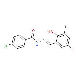 ChemSpider 2D Image | 4-Chloro-N'-[(E)-(2-hydroxy-3,5-diiodophenyl)methylene]benzohydrazide | C14H9ClI2N2O2