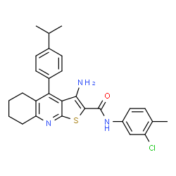 ChemSpider 2D Image | 3-Amino-N-(3-chloro-4-methylphenyl)-4-(4-isopropylphenyl)-5,6,7,8-tetrahydrothieno[2,3-b]quinoline-2-carboxamide | C28H28ClN3OS