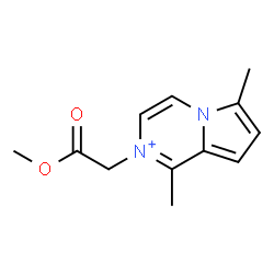 ChemSpider 2D Image | 2-(2-Methoxy-2-oxoethyl)-1,6-dimethylpyrrolo[1,2-a]pyrazin-2-ium | C12H15N2O2