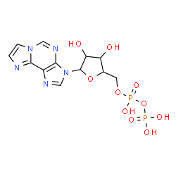 ChemSpider 2D Image | 3-{5-O-[Hydroxy(phosphonooxy)phosphoryl]pentofuranosyl}-3H-imidazo[2,1-i]purine | C12H15N5O10P2
