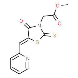 ChemSpider 2D Image | Methyl [(5Z)-4-oxo-5-(2-pyridinylmethylene)-2-thioxo-1,3-thiazolidin-3-yl]acetate | C12H10N2O3S2
