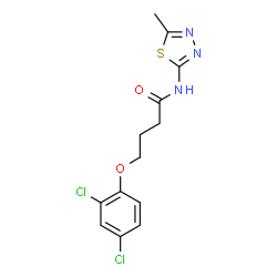 ChemSpider 2D Image | 4-(2,4-Dichlorophenoxy)-N-(5-methyl-1,3,4-thiadiazol-2-yl)butanamide | C13H13Cl2N3O2S