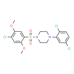 ChemSpider 2D Image | 1-[(4-Chloro-2,5-dimethoxyphenyl)sulfonyl]-4-(2,5-dichlorophenyl)piperazine | C18H19Cl3N2O4S