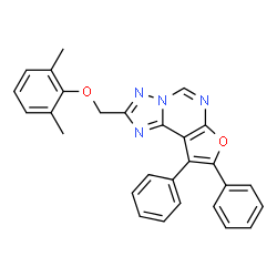 ChemSpider 2D Image | 2-[(2,6-Dimethylphenoxy)methyl]-8,9-diphenylfuro[3,2-e][1,2,4]triazolo[1,5-c]pyrimidine | C28H22N4O2