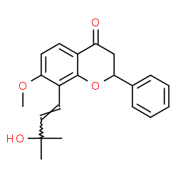 ChemSpider 2D Image | 8-[(1E)-3-Hydroxy-3-methyl-1-buten-1-yl]-7-methoxy-2-phenyl-2,3-dihydro-4H-chromen-4-one | C21H22O4