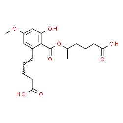 ChemSpider 2D Image | 5-({2-[(1E)-4-Carboxy-1-buten-1-yl]-6-hydroxy-4-methoxybenzoyl}oxy)hexanoic acid | C19H24O8