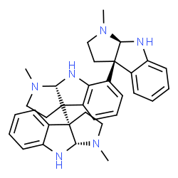 ChemSpider 2D Image | (3aR,3a'S,3a''S,8aS,8a'S,8a''R)-1,1',1''-Trimethyl-2,2',2'',3,3',3'',8,8',8'',8a,8a',8a''-dodecahydro-1H,1'H,1''H-3a,3a':7',3a''-terpyrrolo[2,3-b]indole | C33H38N6